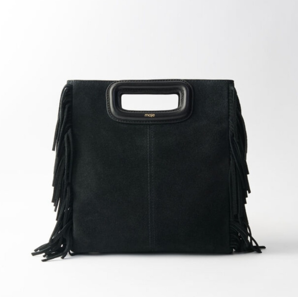 Maje Suede M Shoulder bag Black